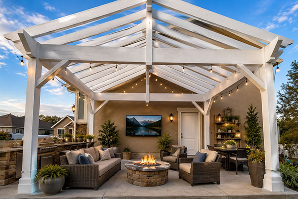 Cozy outdoor living under the pergola