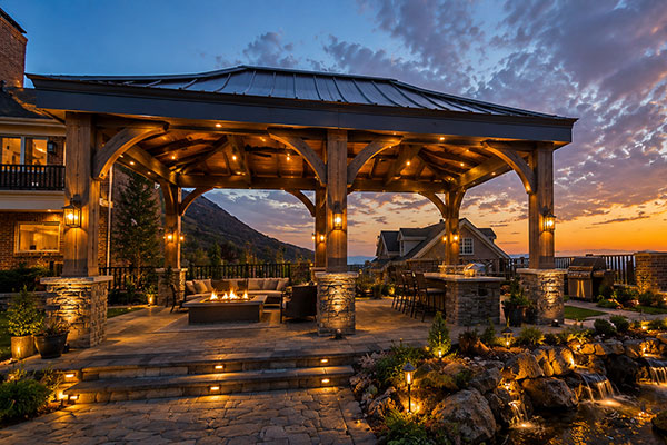 Elegant patio with sunset view
