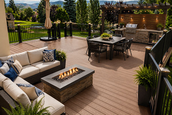 Luxurious deck with mountain views