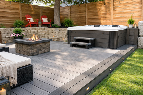 Sunny backyard oasis with cozy lounge