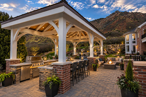 Golden hour at the outdoor pavilion