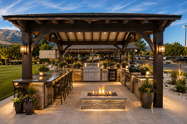 Luxurious pavilion and outdoor kitchen