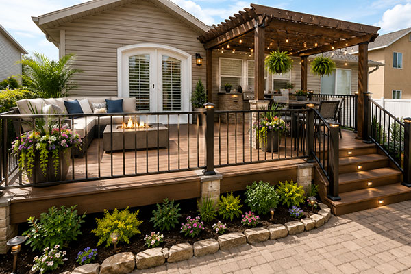 Sunny suburban backyard oasis